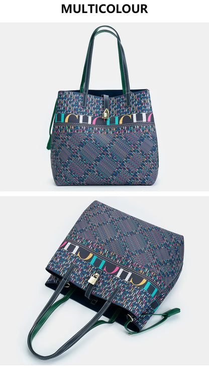 Classic Full Print Pattern Mother And Child Tote Bag For Women 2026 New Light Luxury Large Capacity Commuter Handbag
