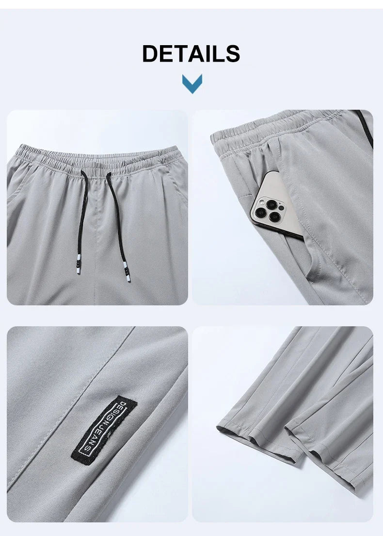 Running Pants Cooling Summer Ice Silk Pants Soft Stretchy Pant Loose Casual Quick-Dry Workout UV Protection Lightweight Trousers
