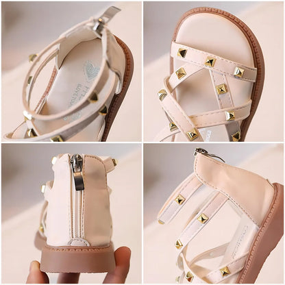 Girls Gladiator Sandals 2026 New Summer Children Fashion Princess High-top Shoes Versatile Kids Causal Beach Holiday Sandals