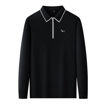 Designer Men's  Lapel Long Sleeve Polo Shirt Spring New Cartoon Embroidery T-Shirt Top Versatile Fashion Business Men's Clothing