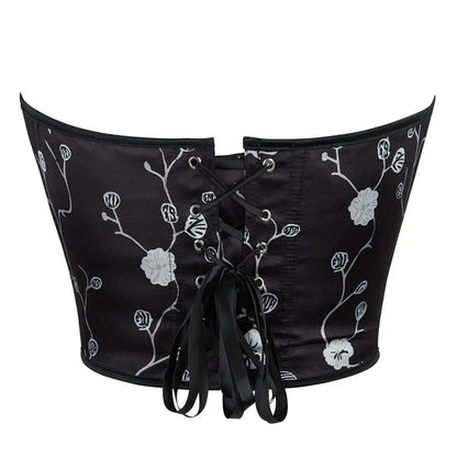 Women Fashion Corset Crop Top Lace Up Brocade Overbust Bustiers Body Shaper Lingerie Sexy Woman Push Up Corselet