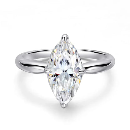 1CT 2CT 3CT Marquise Cut Moissanite Rings for Women Bride Classic Wedding Band 925 Sterling Silver Plated 18K Jewelry GRA