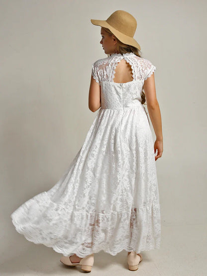 Princess Girls Lace Bohemia Long Dresses Baby Kids Flower Wedding Party Dress Cotton Lining Vestidos Costume Children Clothing