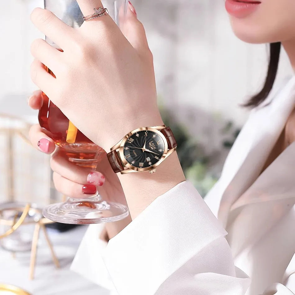 Women Watch Fashion Leather Military Sport Waterproof Watches For Women Top Brand Luxury Women's Bracelet Watch Reloj Mujer
