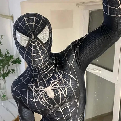 Black Spider Man Toby Costume Slim Fit Jumpsuit Cosplay Superhero Expedition Costume Superhero Zhentai Halloween Party Gifts