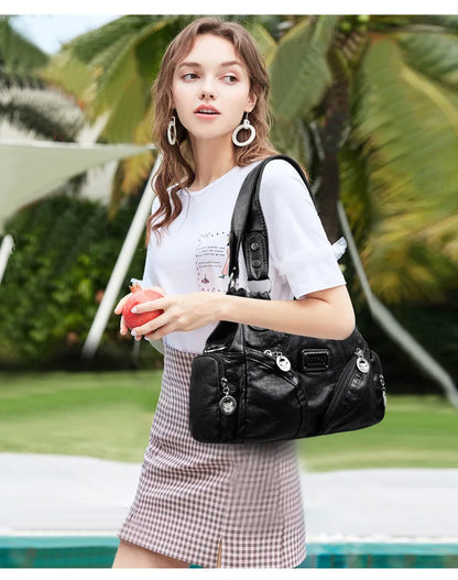 Hot Luxury Bag Women's PU Leather Crossbody Bag Retro Luxury Handbag Fashion Motorcycle Bag Brand Fashion Crossbody Bag