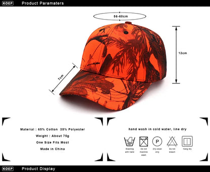 Orange Camouflage Cotton Dad Snapback Hat Outdoor Fishing Baseball Cap Bold Fluorescent Orange Camo Hunting Hat