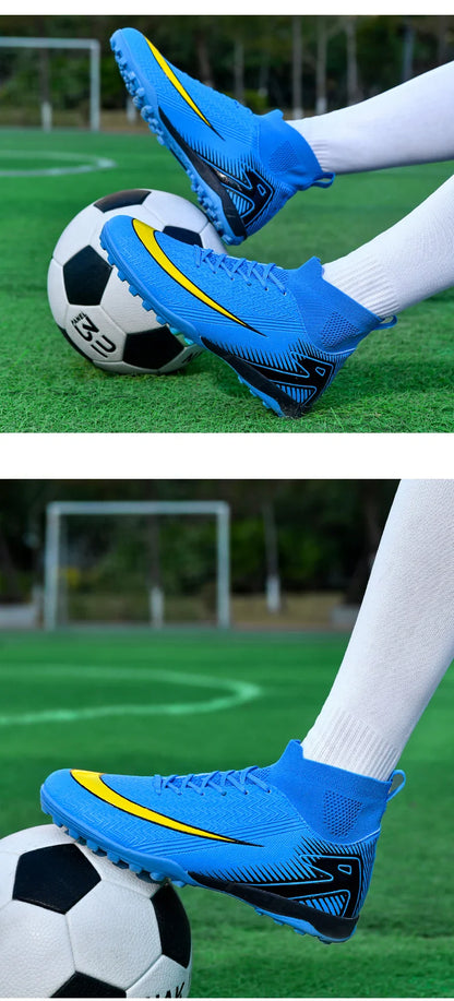 High Top Men Soccer Shoes Professional Football Boots Breathable Wear Resistant Training Match Sneakers Non Slip for Adult Sport