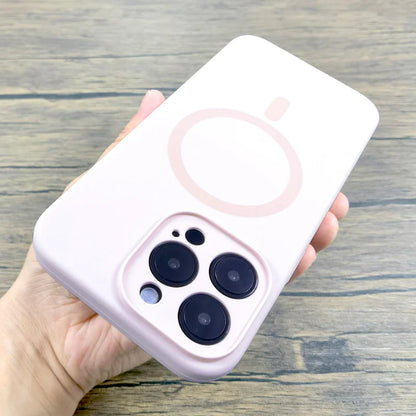 Silicone Rubber Case For iPhone 16 15 14 13 12 Pro Max 16Pro 15Pro 14Pro 13Pro iPhone15 For Magsafe Mag Safe Charge Cover