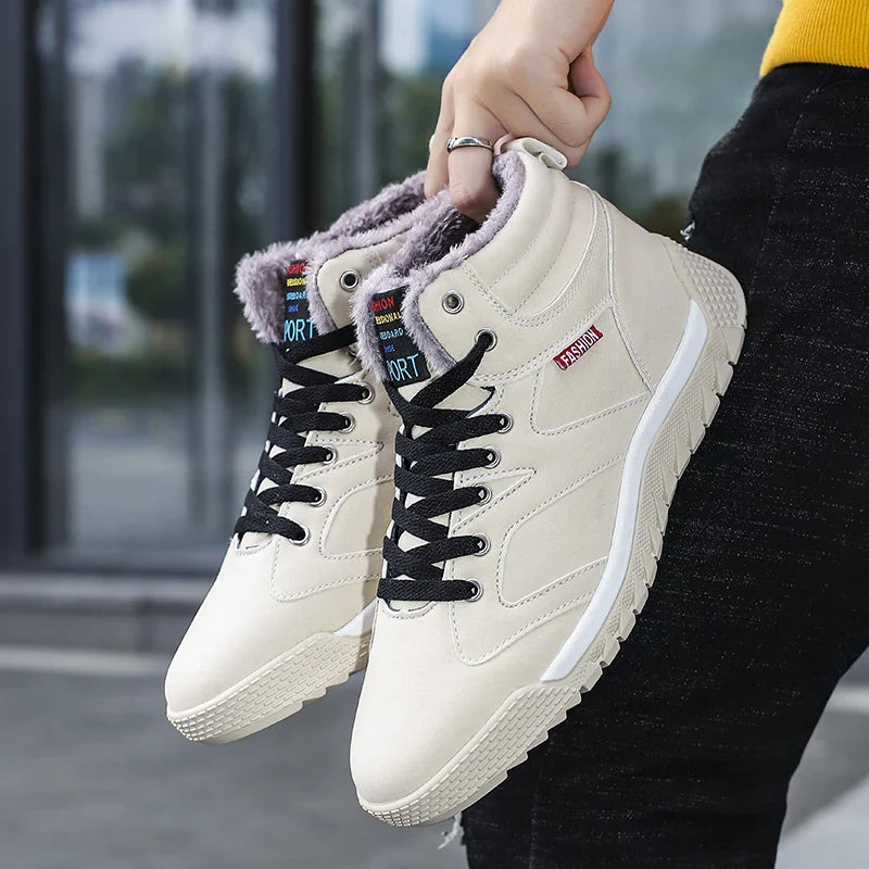 New Winter Sneakers for Men, Velvet Warm High-Top Cotton Shoes, Korean Style Casual Snow Boots, Boots, Men's Shoes, Autum Skateboard Shoes