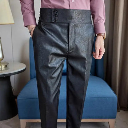 Men Boutique Bright Jacquard Suits Pants Male Formal Wear Trousers Quality Men Business Casual Pants High Waisted Suit Trousers