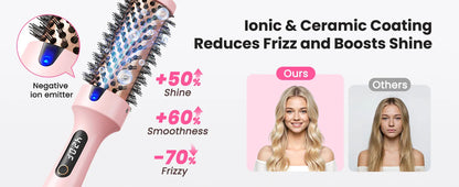 Dual Voltage Ionic Thermal Brush For Curling And Straightening 6 Temperature Settings & LED Digital Display Hot Air Styler
