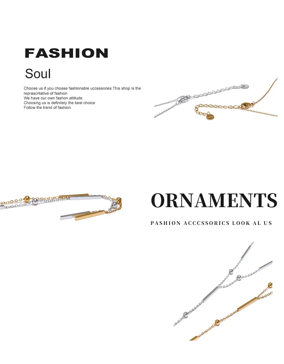 Yhpup Thin Chic 316L Stainless Steel Long Chain Exquisite Necklace for Women Waterproof Daily Jewelry Bijoux Gift