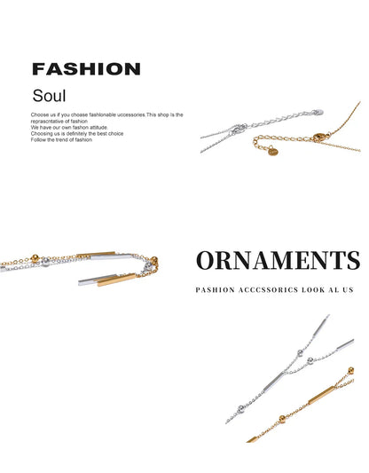 Yhpup Thin Chic 316L Stainless Steel Long Chain Exquisite Necklace for Women Waterproof Daily Jewelry Bijoux Gift