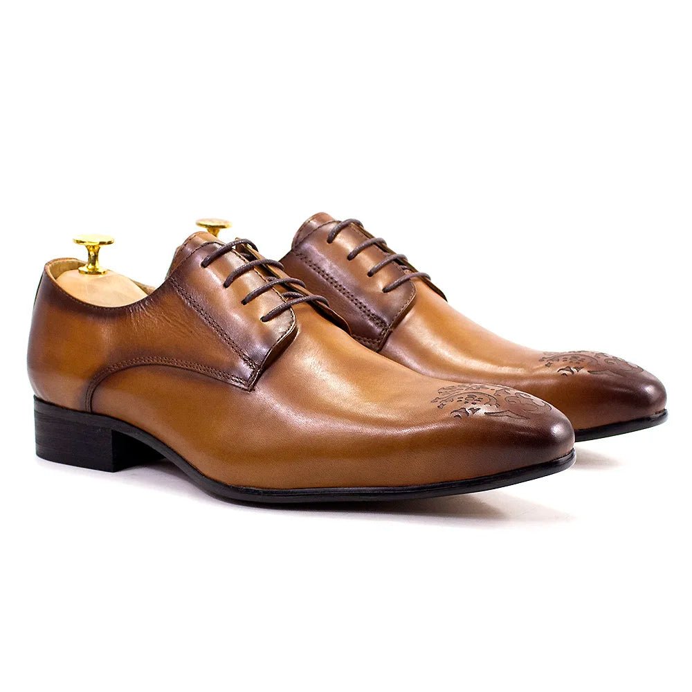 Classic Business Shoes Men Oxford Derby Genuine Leather Pointed Toe Fashion Lace Up High Quality Office Wedding Formal Shoe Male
