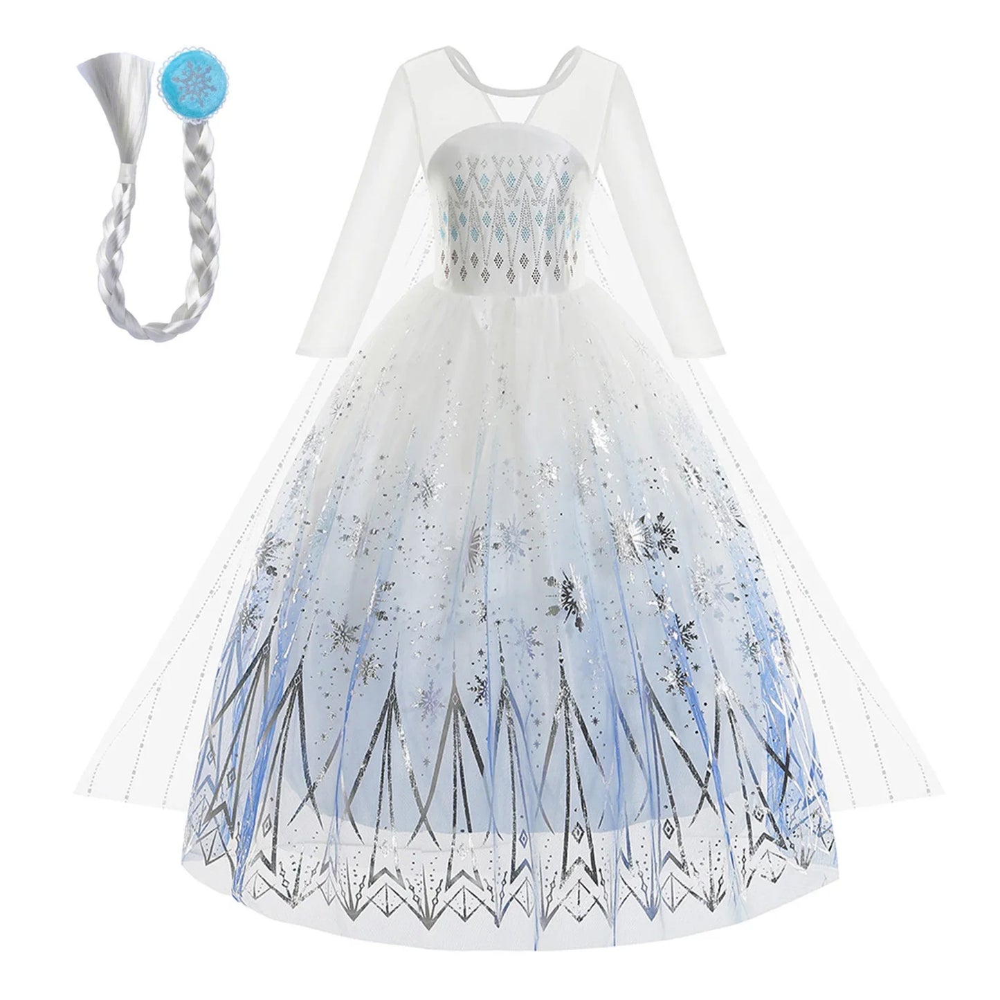 Frozen 2 White Elsa Princess Dresses for Baby Girls Outfit Snow Queen Cosplay Birthday Party Kids Clothing for 2-12 Years