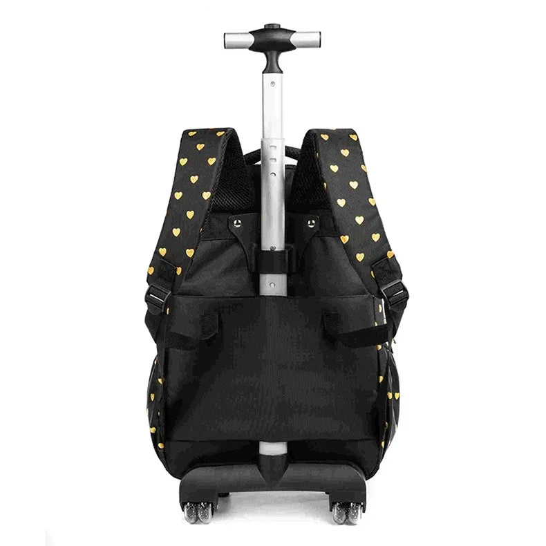 Children's Wheeled Backpack Bag Set with Lunch Box School Rolling Backpack Bag with Wheels School Trolley Backpack Bag for Girls