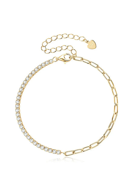2mm Moissanite Tennis Bracelets With Gra Certificate S925 Sterling Silver Plated 18k Gold Paper Clip Bracelet For Women