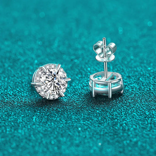 1ct Moissanite Stud Earrings for Women Sparkling Classic Wedding Lab Diamond Earring 925 sterling silver Women's earrings