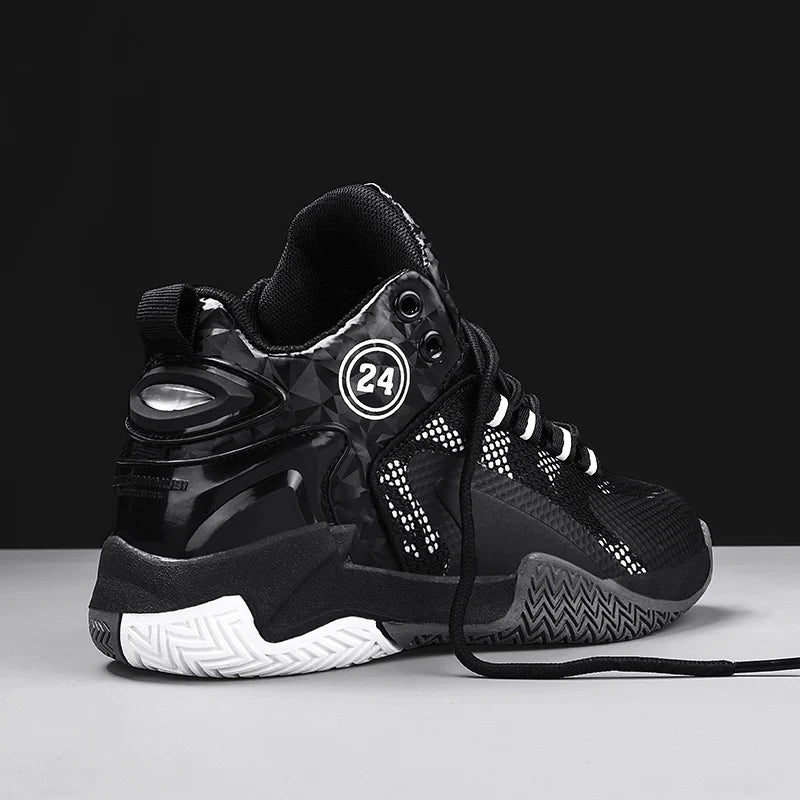 Trendy Breathable Basketball Shoes for Teen Young Outdoor Running Sneaker Black Children's Boy Casual Sport Walking Shoes