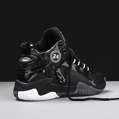 Trendy Breathable Basketball Shoes for Teen Young Outdoor Running Sneaker Black Children's Boy Casual Sport Walking Shoes