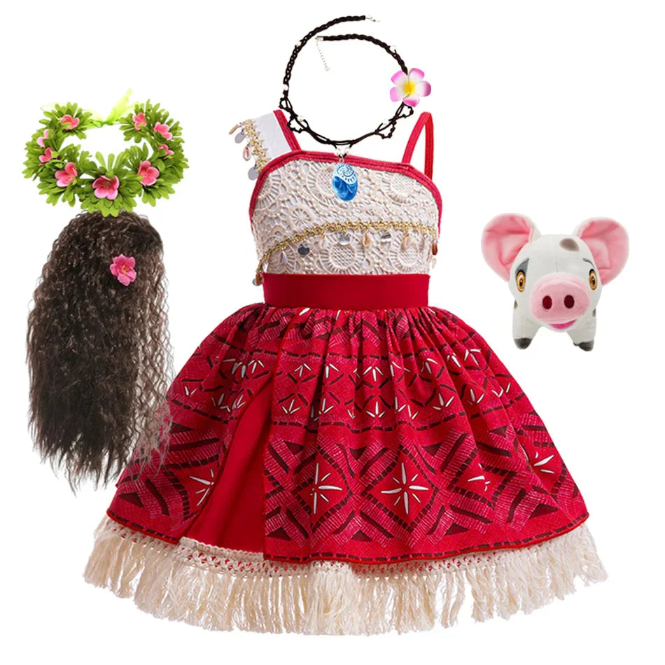 New Movie Moano 2 Girl Dress 2026 Halloween Party Ocean Adventure Costume Princess Clothes Children Vaiana Outfit Dress