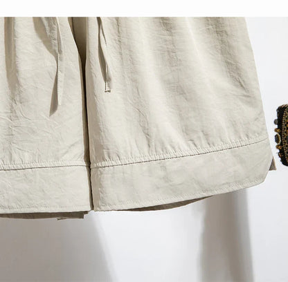 Plus Size Summer Shorts For Women 2025 Summer Ice Silk Drawstring Large Size Loose Shorts Women Korean Streetwear Shorts Female