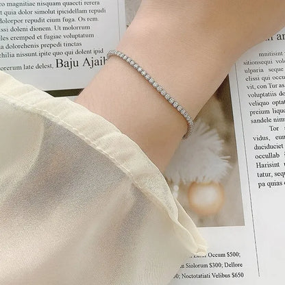 Full 2mm Moissanite Diamond Tennis Bracelet for Woman Man Certified s925 Silver Plated 18K Adjustable Link Chain Bracelets