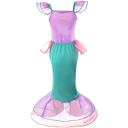 NEW Casual Ariel Mermaid Costume for Toddler Dress up Party Girls Siren Disguise Halloween Princess Apparel Fairy Little Mermaid
