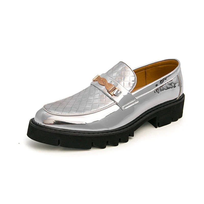 British Style Gold Luxury Loafers For Man Leather Shoes Design Pointed Toe Men's Dress Shoes Casual Wedding Formal Shoes Men
