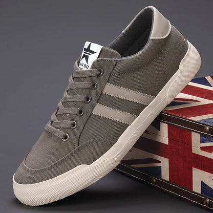 Retro Green Vulcanize Shoes Men Breathable Leisure Shoes For Men Lightweight Flat Casual Canvas Sneaker