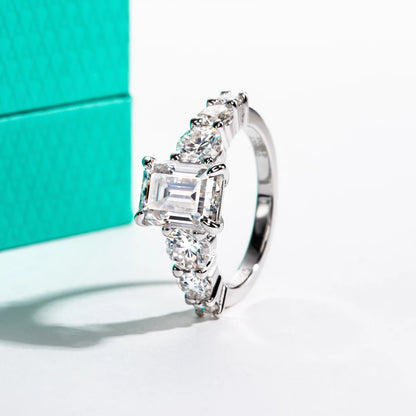 3ct Emerald Cut D Color Moissanite Engagement Ring 925 Sterling Silver Classic Wedding Ring Women Anniversary Gift