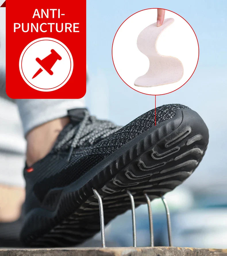 Safety shoes, breathable lightweight work shoes, puncture-resistant and smash-proof protective shoes, steel-toe shoes
