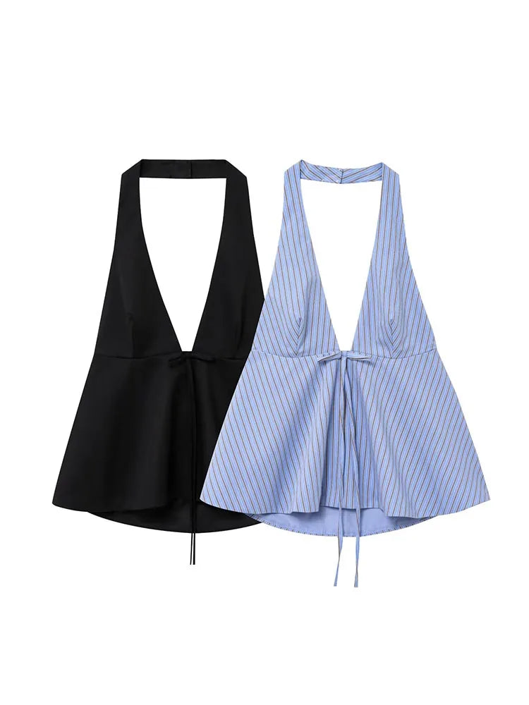 Women Summer Halter Camis Tank Tops 2025 Fashion Sweet Strapless Bow Female Elegant Street Backless Top Clothing