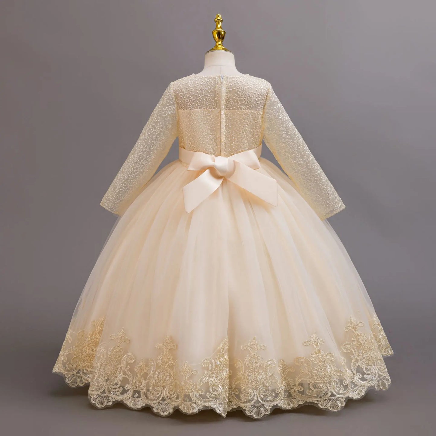New Flower Girl Wedding White Lace Dress Elegant Girl Beauty Pageant Princess Long Dress 4-12-year-old Summer Children's Clothin