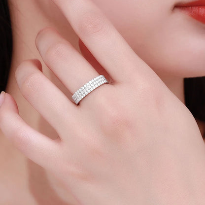 Full Moissanite Ring Sterling Silver 925 with Gold Plated Wedding Engagement Eternity Band Patry Luxury Jewelry for Women
