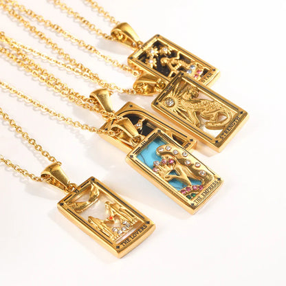 Original New Tarot Queen Lover Magician Moon Necklace Tarnish Free Stainless Steel Jewelry 18K Gold Plated Decoration