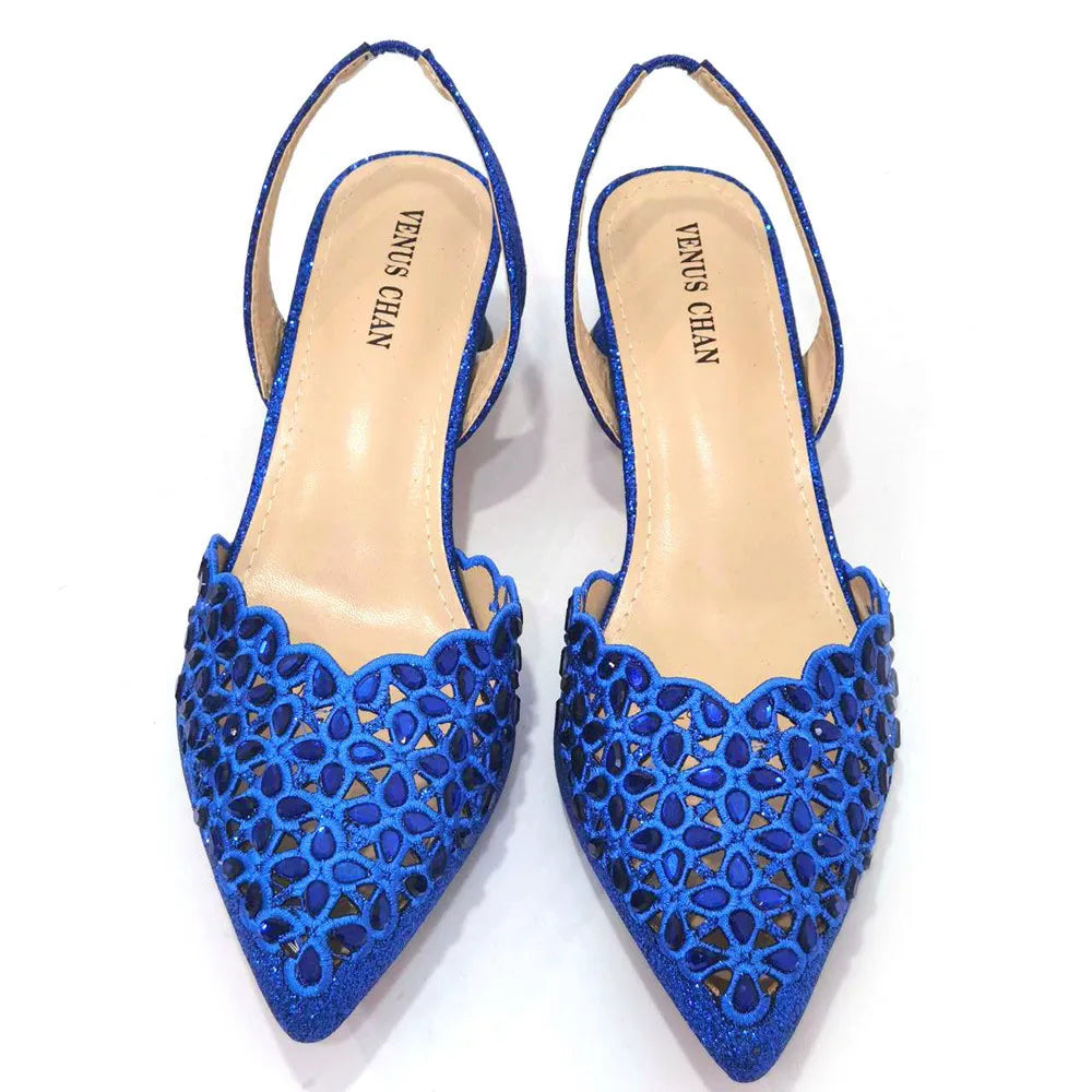 Royal Blue Shoe And Bag With Elegant High Heels Shoes Italian Popular Design African Ladies Shoes Bag Set