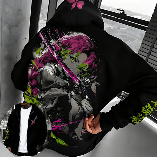 Demon Slayer Anime Zipper Hoodie 2026 Autumn/Winter  Unisex Color Printed Casual Sports Japanese Harajuku Sweater Top