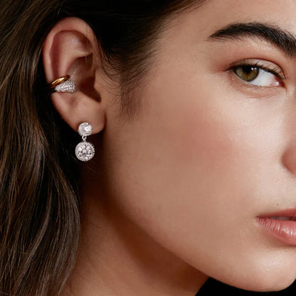 5cttw Moissanite Drop EarringsCertified Certificates 925 Sterling Silver Double Round Cut Halo Diamond Stud Earring for Women