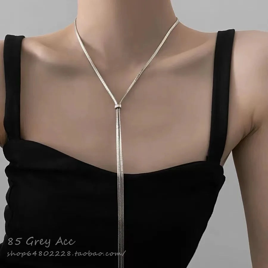 Pendent Necklace for Women Punk Simple Zircon Tassel Clavicle Chain Choker Elegent Party Gift Jewelry Girl
