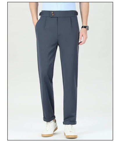 Mens Dress Pants Elastic Business Casual Pants Groom Wedding Party Formal Pants for Men Office Commute Pants