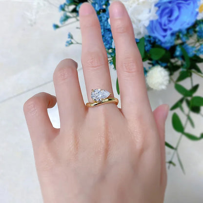 1.5CT 3CT Pear Cut Moissanite Solitaire Rings for Women Wedding Luxury 925 Solid Silver Womans Ring Lab Diamond Jewelry