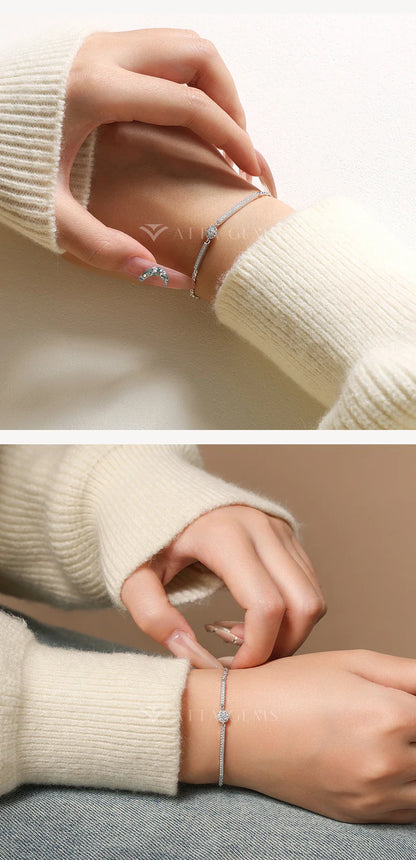 Full Moissanite Bracelets Original S925 Sterling Silver Adjustable Women’s Bracelet Simple Fine Jewelry Birthday Gifts