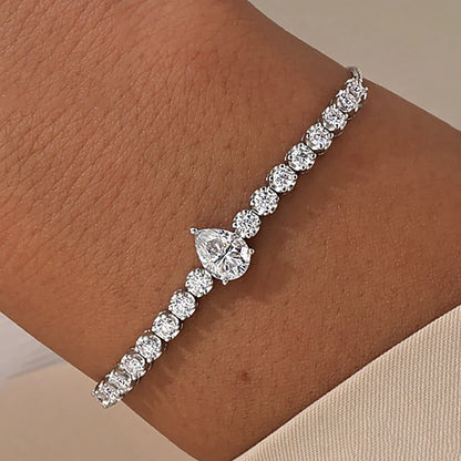 2.5mm Waterdrop Moissanite Tennis Bracelet With Pear Cut Lab Diamond Adjustable Wrist Chain S925 Silver for Women Party Jewelry