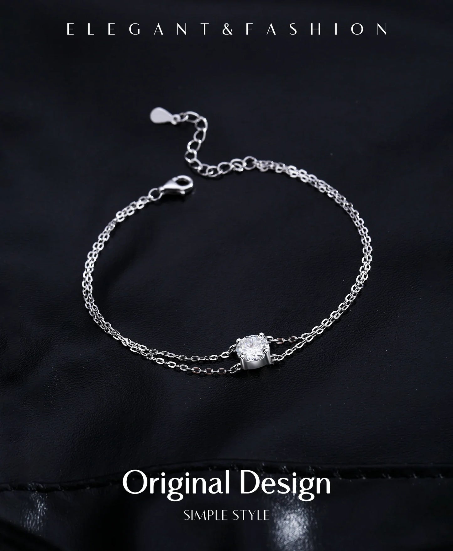 1CT D Color Moissanite Bracelet 925 Sterling Silver Delicate Double Layer Bracelets For Bridal Wedding Fine Jewelry Gifts