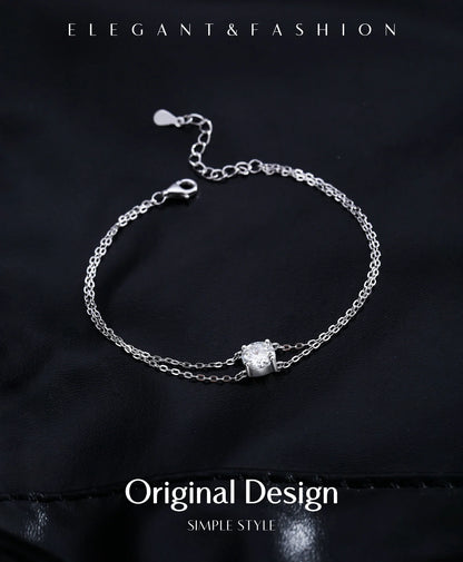 1CT D Color Moissanite Bracelet 925 Sterling Silver Delicate Double Layer Bracelets For Bridal Wedding Fine Jewelry Gifts