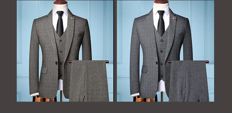 S-6XL Jacket Vest Pants Casual Plaid Retro Business Men's Suit 3Pcs or 2Pcs Set Groom Wedding Dress Blazer Waistcoat Trousers