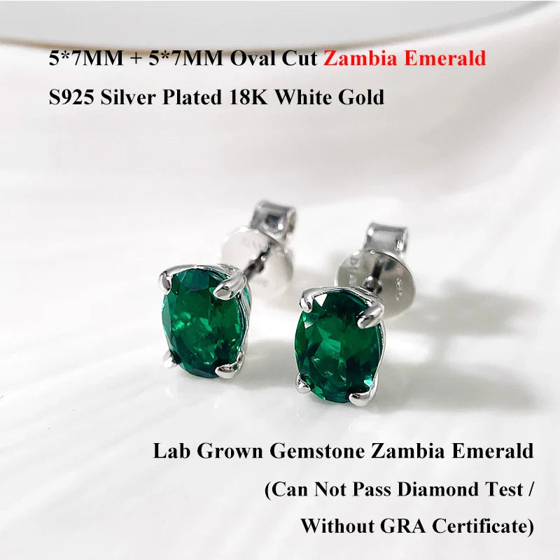5*7mm Oval Cut Ruby Emerald Moissanite Stud Earrings Lab Grown For Women Man Unisex Gemstone Party 925 Silver Earring Gift