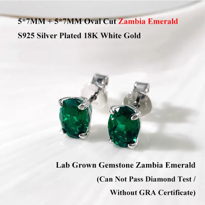 5*7mm Oval Cut Ruby Emerald Moissanite Stud Earrings Lab Grown For Women Man Unisex Gemstone Party 925 Silver Earring Gift